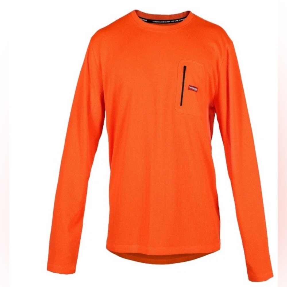 Wrangler Men's Thermal Top Zipper Pocket Safety Orange Size Vary NWT